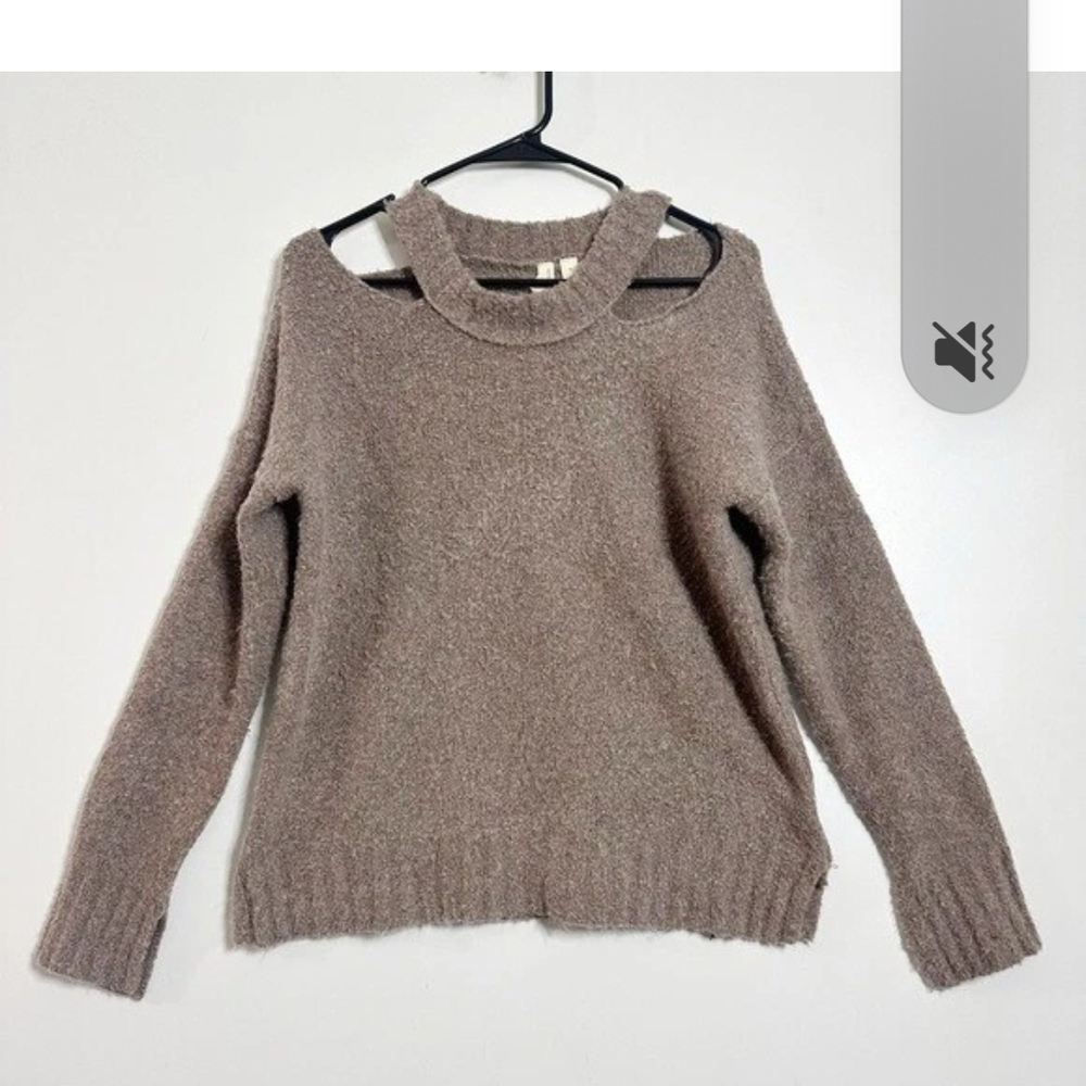 Moth by Anthropologie Tan/Taupe Scoop Neck Fuzzy Sweater 🐻